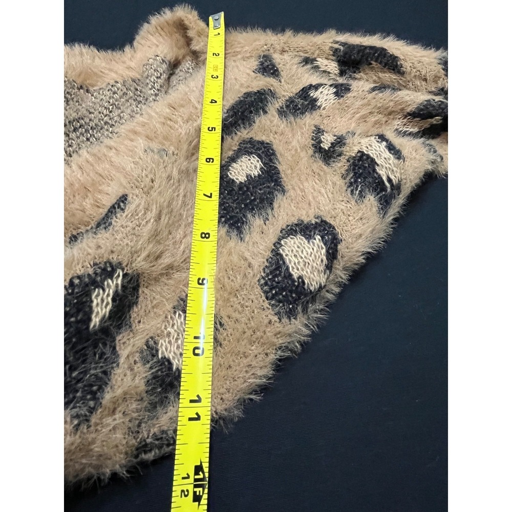 SHEIN Curve 1XL Fuzzy Leopard Print Off Shoulder Crop Sweater Long Sleev - Picture 3 of 6